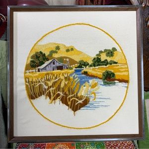 70s Farm Crewel Embroidery